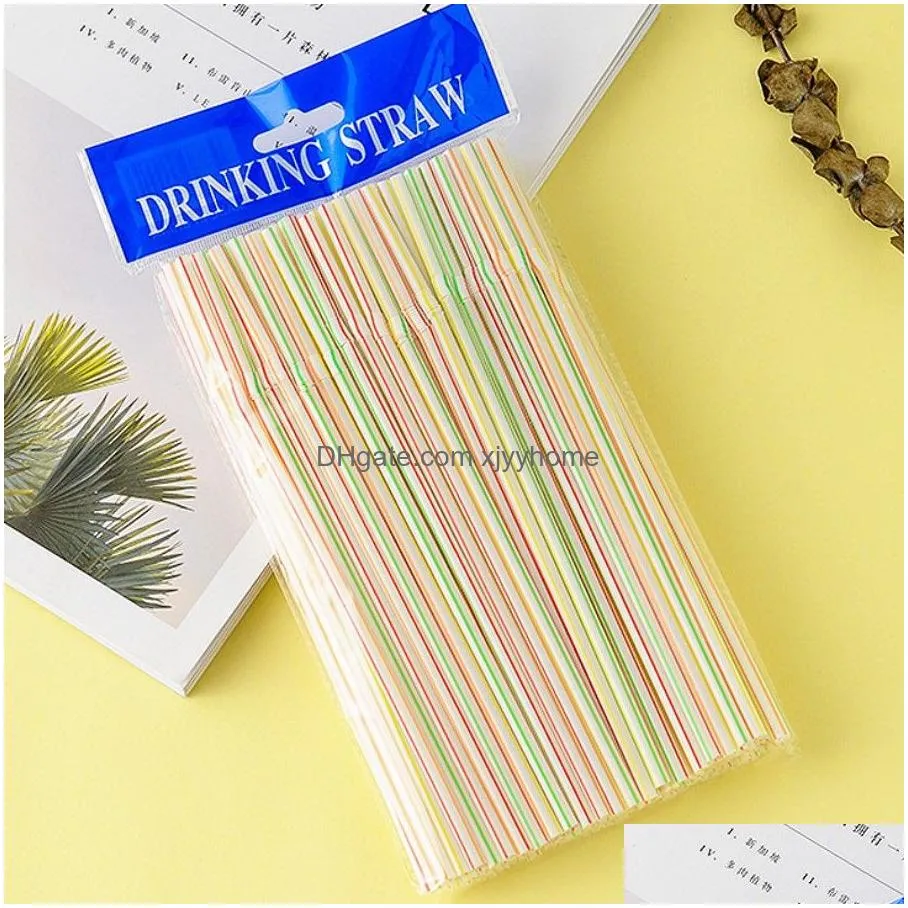 Drinking Straws 100Pcs/Bag Disposable Plastic Sts Colorf Bend Drink Fruit Juice Milk Tea Pipe Bar Party Accessory Drop Delivery Home G Dhv4U