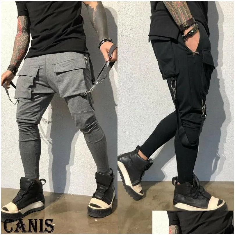 Men`S Pants Mens Fashion Gym Cargo Combat Trousers Solid Color Tracksuit Bot Skinny Joggers Sweat Drop Delivery Apparel Clothing Dhjxu