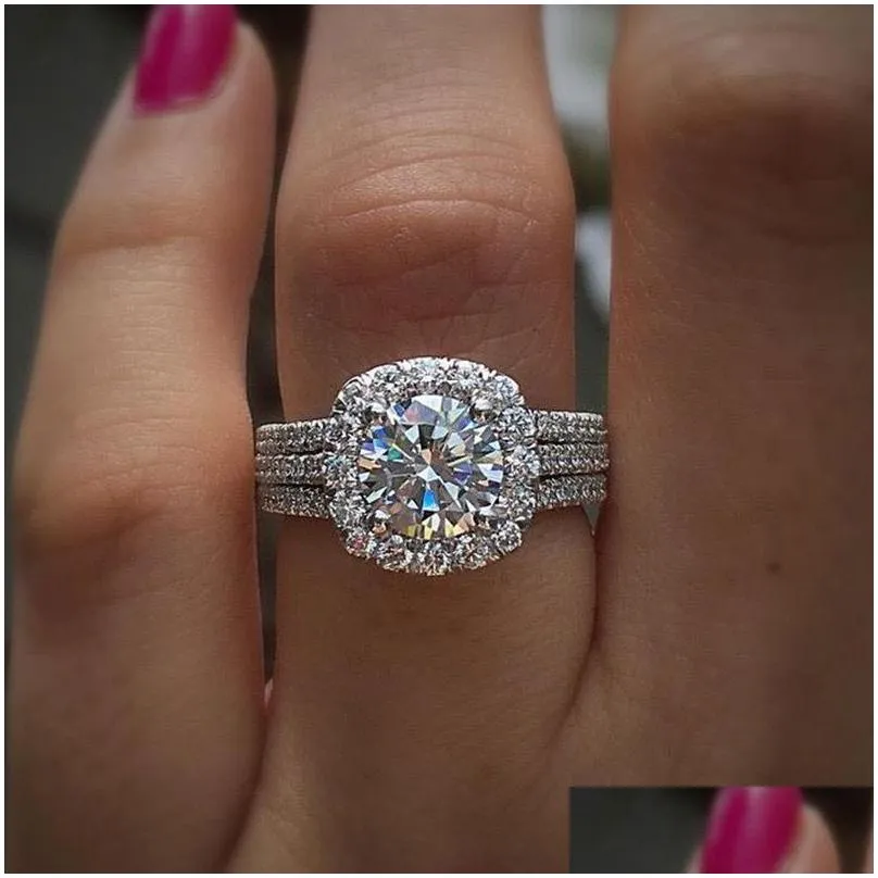 Wedding Rings Designer Jewelry Stylish Womens With Brilliant Cubic Zirconia Luxury Engagement Ring Drop Delivery Otjx8