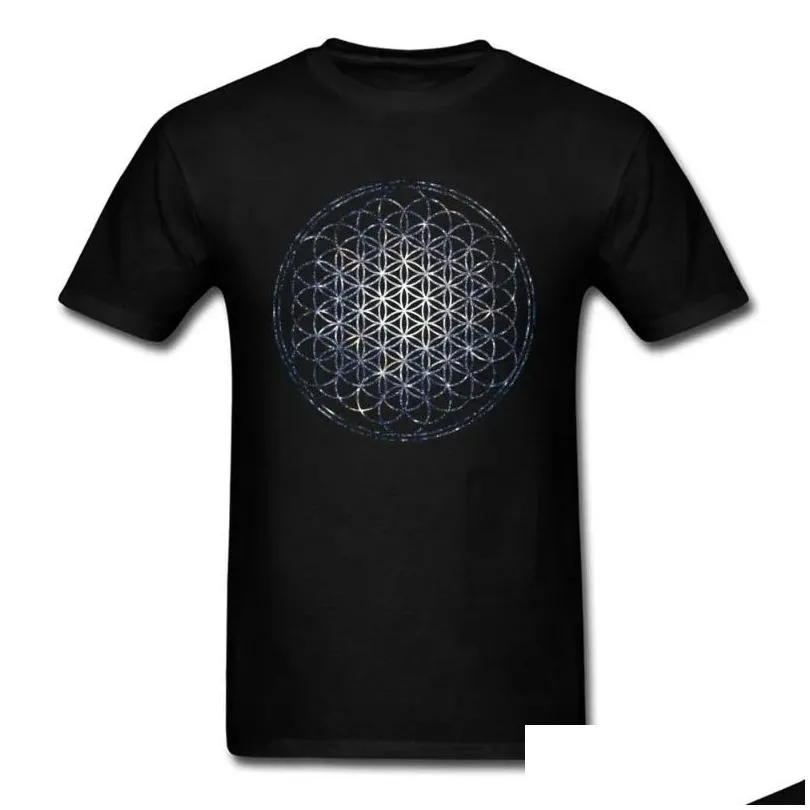 Men`S T-Shirts Brand T-Shirt Men Mandala T Shirts Flower Of Life Sacred Geometry Tops Tees Cotton Graphic Tshirt Star Cluster Chic Clo Dhxgn