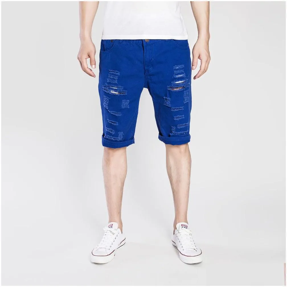 Men`S Pants Mens 5 Colors Retro Casual Summer Shorts Jeans Hole Ripped Washed Denim Fashion High Street Drop Delivery Apparel Clothin Dhxtj
