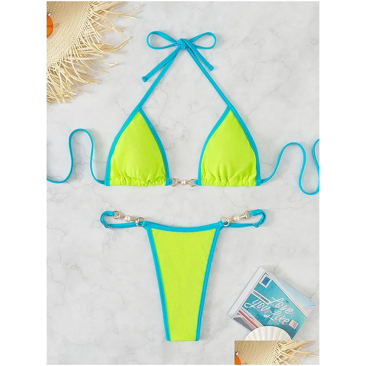 Women`S Swimwear Womens Y Halter Micro Bikini 2023 Woman Swimsuit Female Women Mini Thong Mujer Set Brazilian Bathing Suit Beach Wear Otagt