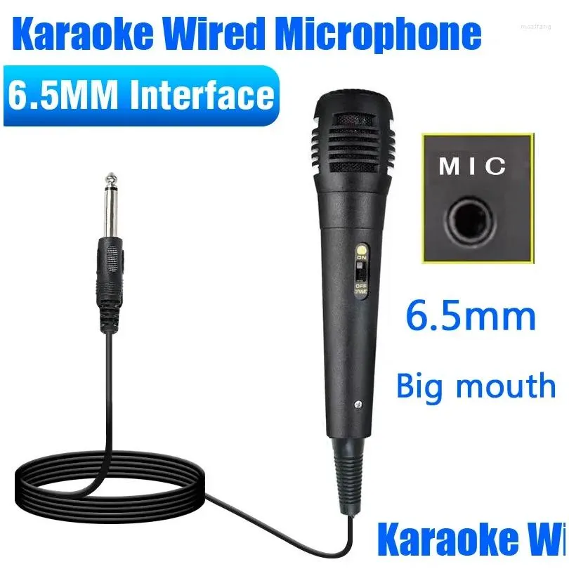 Microphones Home Speaker 6.5Mm Microphone Trolley Karaoke Wired Recording Studio Drop Delivery Dhky2