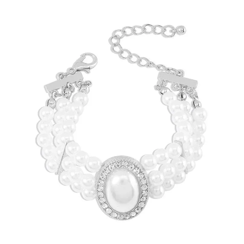 Beaded Strand Rhinestone Bead Wedding Bracelet For Women Temperament Luxury Mtilayer Imitation Pearl Bracelets Designer Jewelry Bangl Dhn9Z