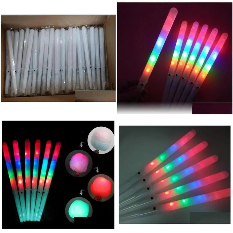 Led Gadget 2021 New 28175Cm Colorf Light Stick Flash Glow Cotton Candy Flashing Cone For Vocal Concerts Night Parties Drop Delivery E Dhuh6