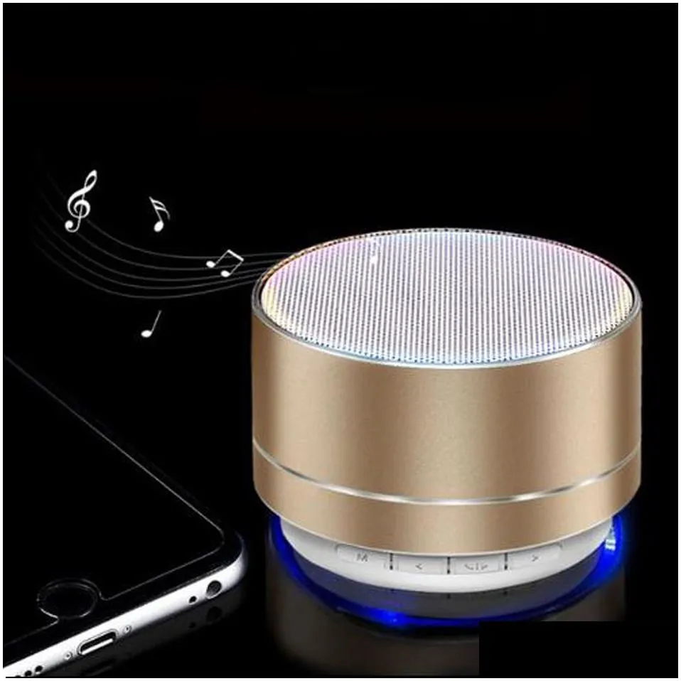 Portable Speakers Mini A10 Bluetooth Speaker Wireless Hands With Fm Tf Card Slot Led O Player For Mp3 Tablet Pc In Box Drop Delivery Dhc5N