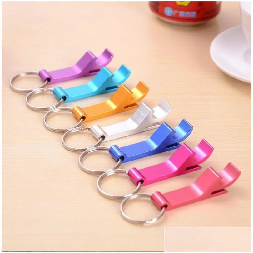 Keychains & Lanyards 2In1 Pocket Key Chain Aluminum Alloy Beer Bottle Opener Claw Bar Small Beverage Keychain Ring Drop Delivery Fash Dhype