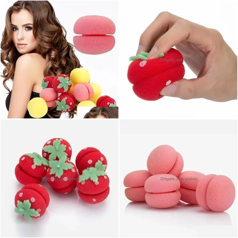 6/12pcs women hair rollers curlers soft sponge strawberry balls hair curl spiral foam roller lovely diy hair styling tool