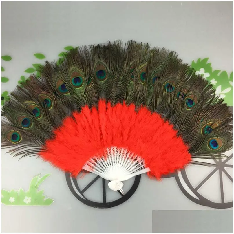 feather hand fan stage performances craft fans elegant folding feathers fan party supplies 10 style