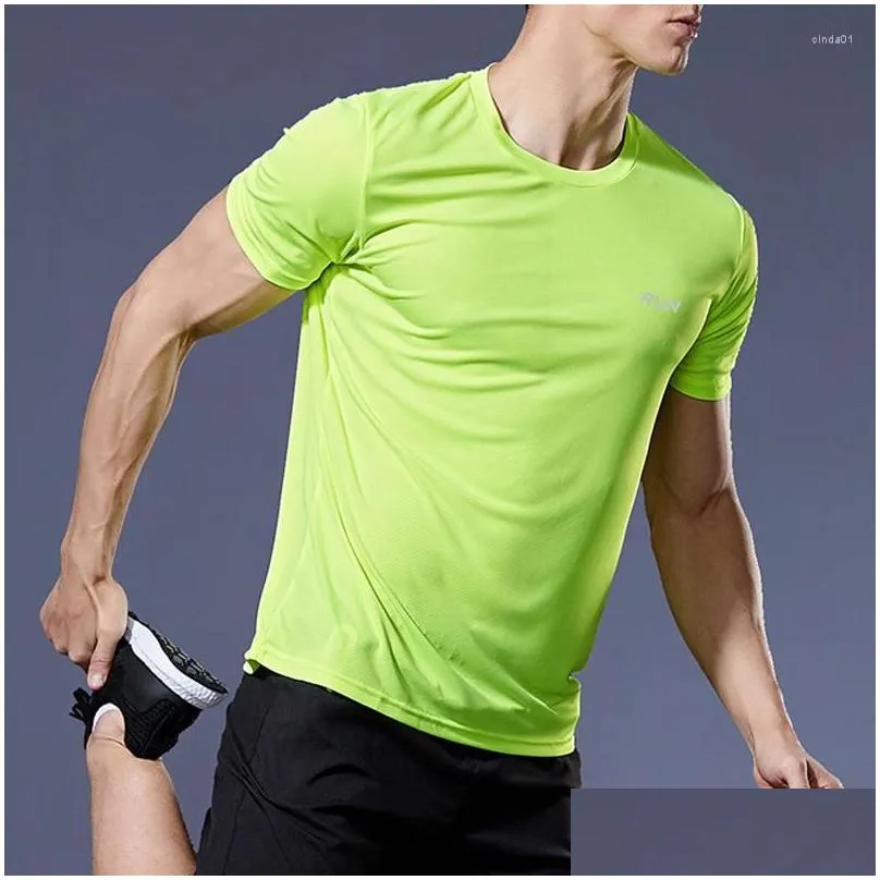 Men`S T-Shirts Mens T Shirts Short Sleeve Sport Shirt Quick Dry Running T-Shirt Breathable Fitness Top Ice Silk Gym Football Jerseys M Dhujg