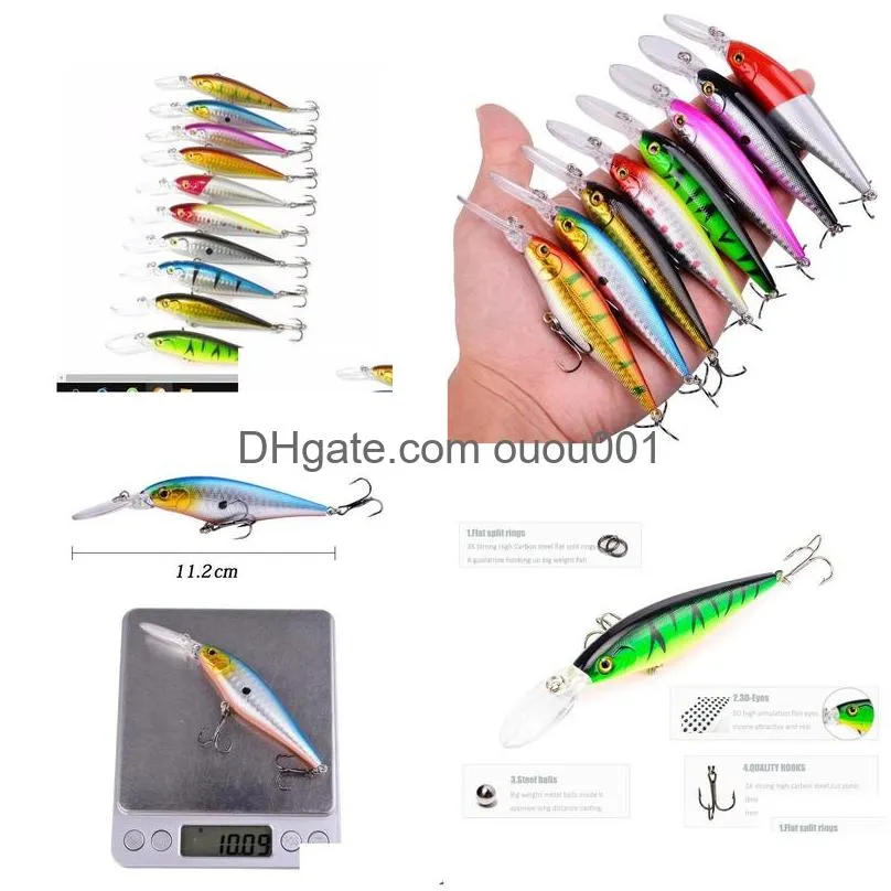 Baits & Lures 1Pcs Colorf Stripe Pattern 11Cm 10.5G Hard Bait Minnow Streak Fishing Bass  Water Hook Diving Perch Wobbler Fish Dr Dhgkm