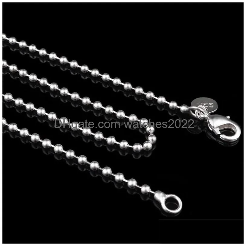 Chains 2.4Mm 925 Sterling Sier Beads Chain Ball Women Jewelry Diy Making Fashion Mens Lobster Clasp Necklaces Gifts 16 18 20-22-24 Dro Dhx4K