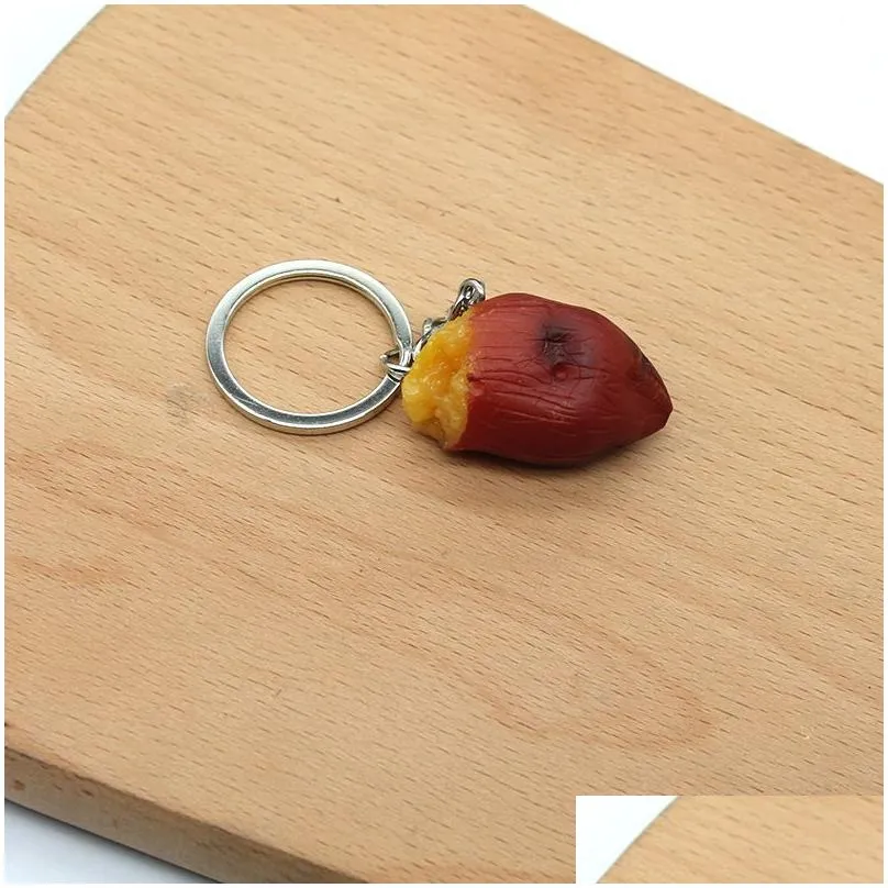 simulation vegetable keychain pendant party favor strawberry orange fruit keychains creative gifts key chain keyring