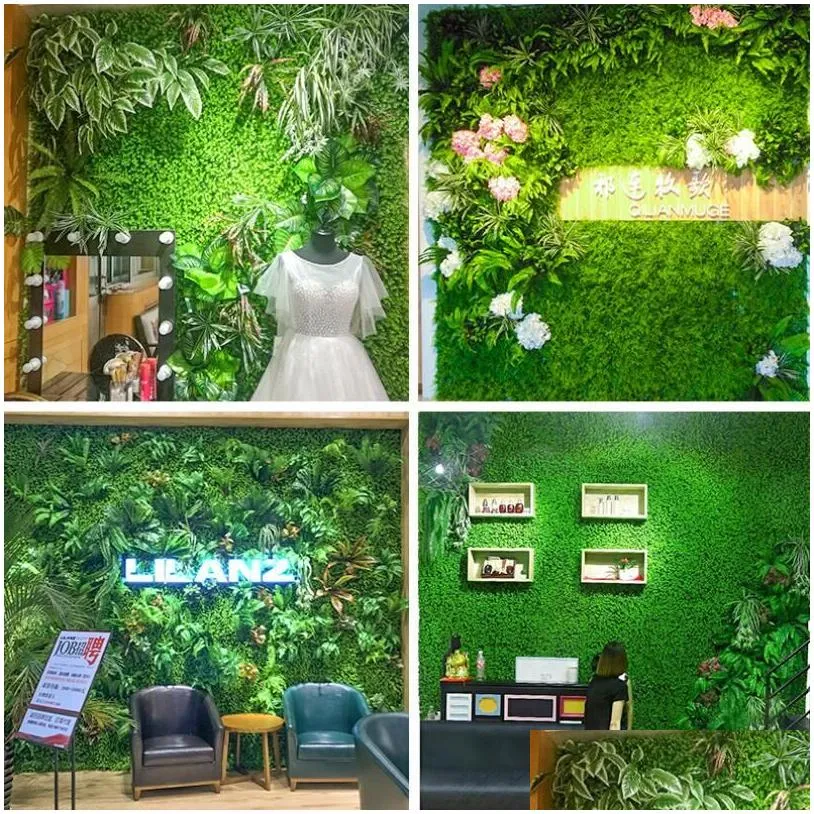 Faux Floral & Greenery Artificial Grass Plant Lawn Panels Wall Fence Home Garden Backdrop Decor Turf For Dog Pet Area Indoor 40X60Cm D Dhdnc