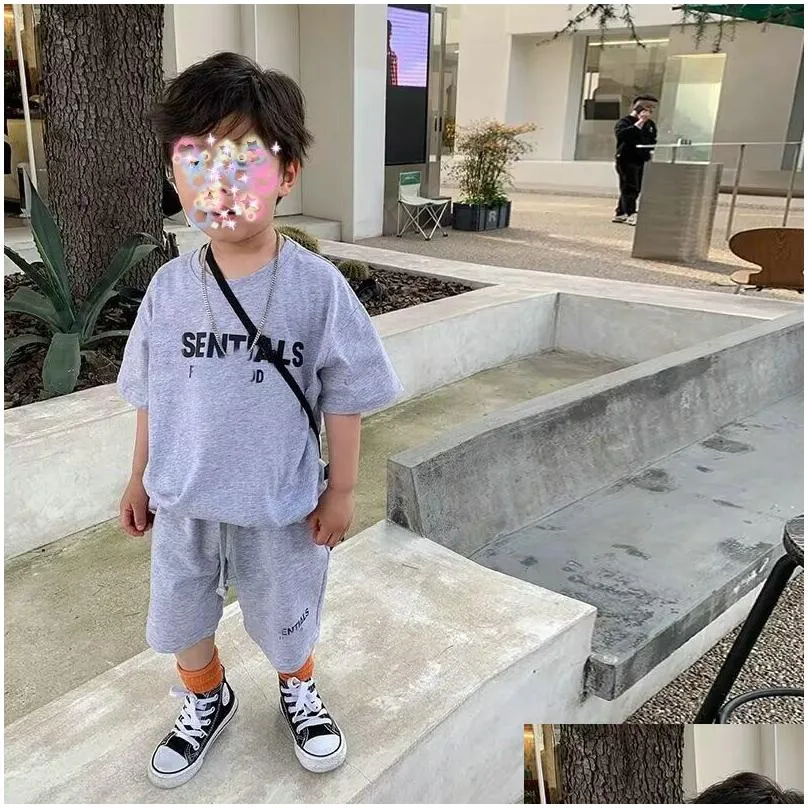 Clothing Sets 2Pcs Baby Designers Clothes Summer Children Set Boys Girls Suit T Shirt Shorts Kids Tracksuit 1-6T Drop Delivery Baby, M Dhcu4