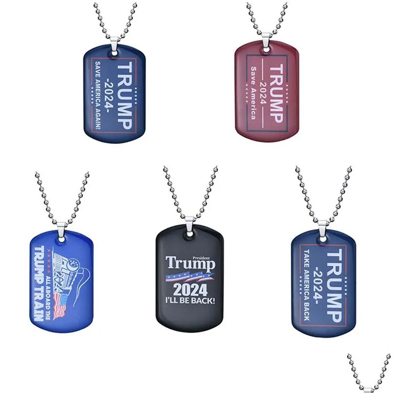 2024 trump necklace us president election flag pendant stainless steel keyring save america again 5 style