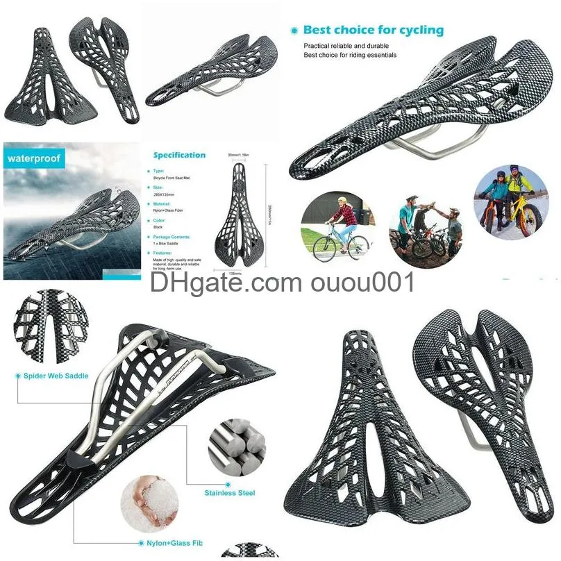 Bike Saddles Carbon Fiber Mountain Road Bicycle S Veins Racing Hollow Seat Bicicleta Parts Riding Cycling Equipment Drop Delivery Spor Dhyqq