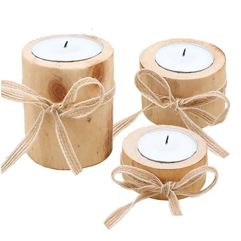 stump candle holder 3pcs/set pillar rustic tree wooden candlestick mini flowerpot outdoor garden succulents flowerpot