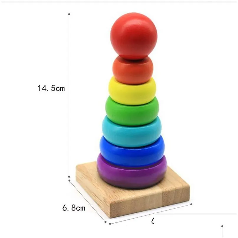 wholesale colorful wooden toy set tower early education puzzle toy school supplies