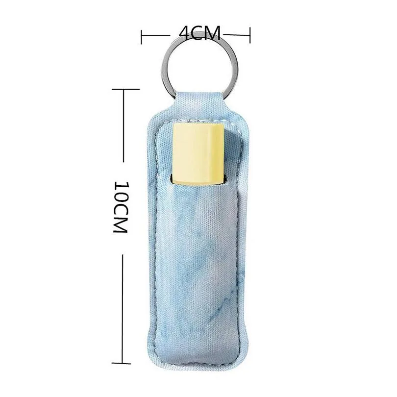 lipstick holder keychain party favor neoprene chapstick lip gloss pouch key chain portable keyring creativity gift