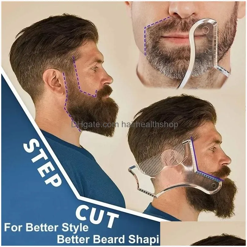 Hair Accessories 1Pc Men Beard Styling Template Stencil Comb For Lightweight And Flexible Fits All-In-One Tool Sha Drop Delivery Produ Dh6Hv