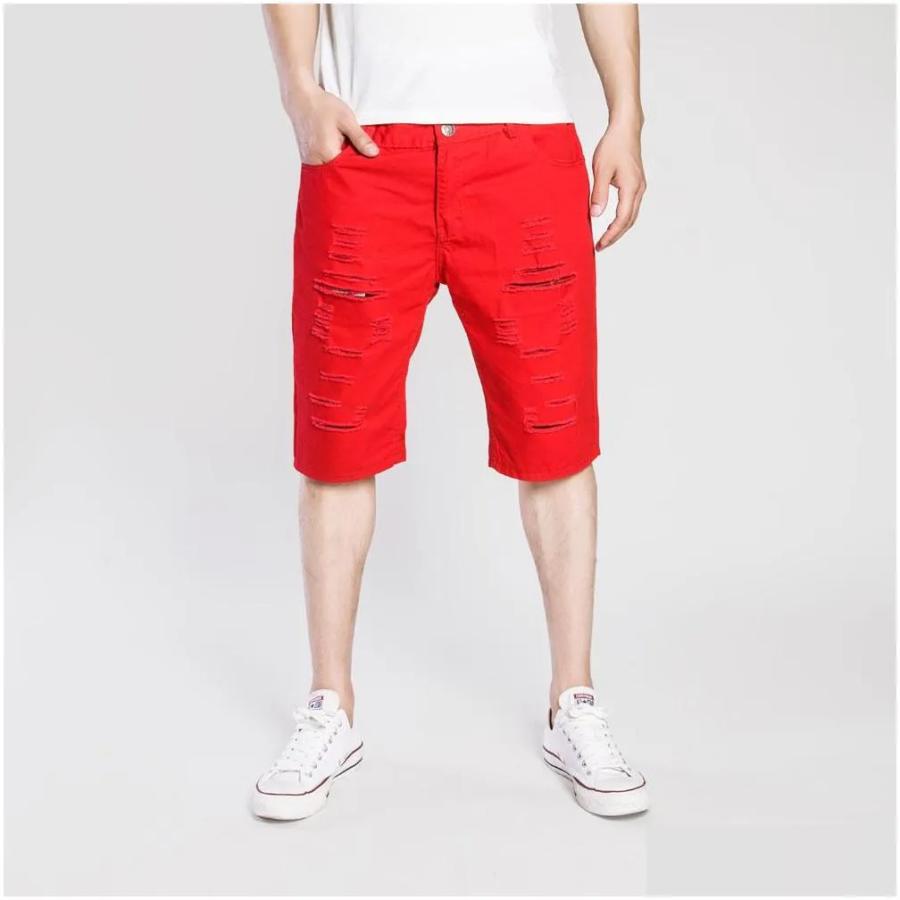 Men`S Pants Mens 5 Colors Retro Casual Summer Shorts Jeans Hole Ripped Washed Denim Fashion High Street Drop Delivery Apparel Clothin Dhxtj