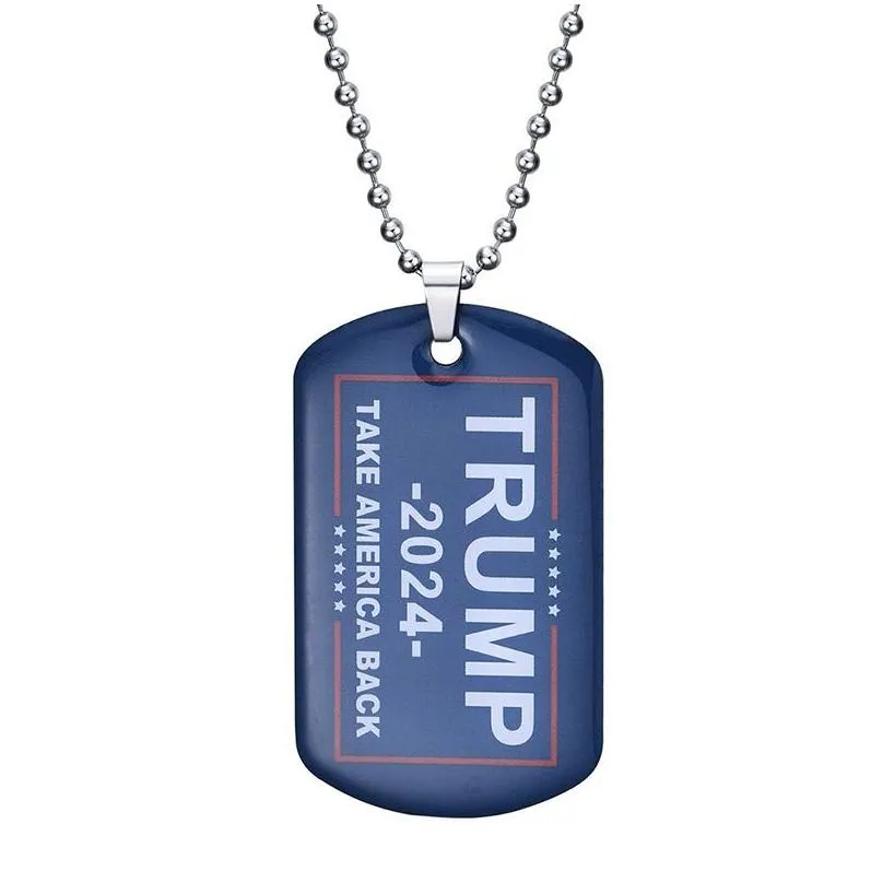 2024 trump necklace us president election flag pendant stainless steel keyring save america again 5 style