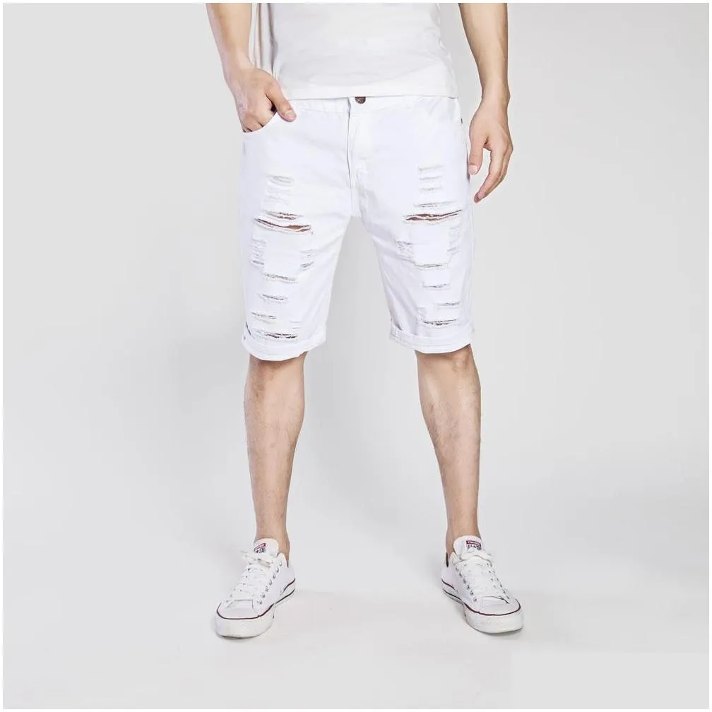 Men`S Pants Mens 5 Colors Retro Casual Summer Shorts Jeans Hole Ripped Washed Denim Fashion High Street Drop Delivery Apparel Clothin Dhxtj