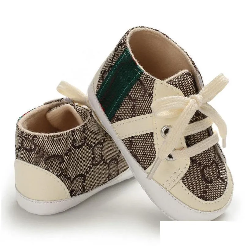 First Walkers Baby Designers Shoes Newborn Kid Canvas Sneakers Boy Girl Soft Sole Crib 0-18Month Drop Delivery Baby, Kids Maternity Dhf17