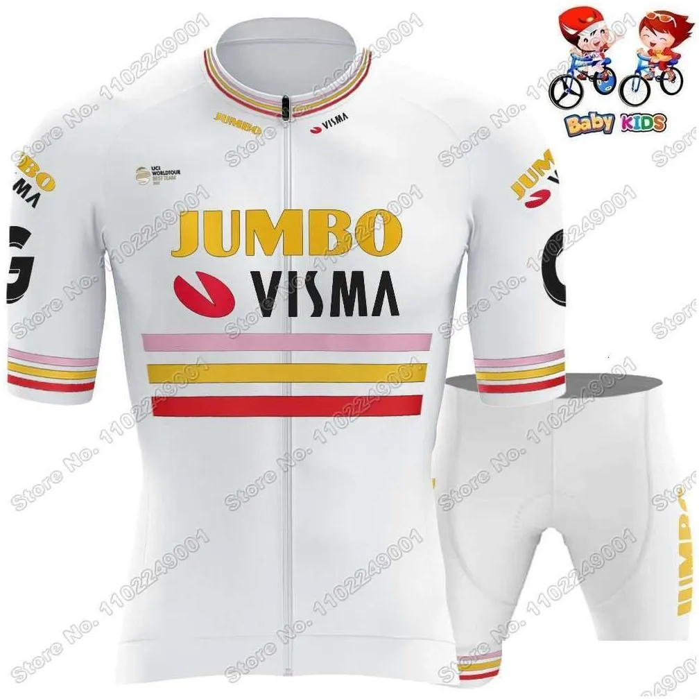 Sets Cycling Jersey Sets Kids Jumbo VIsma Trilogy Cycling Jersey Set Italy  Spain Tour Boys Girls Cycling Clothing Red Yellow