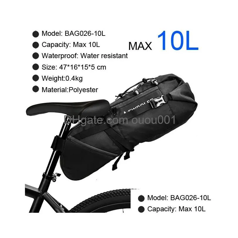 Panniers & Bags Boler Bike Bag Waterproof 13L Large Capacity Bicycle Cycling Foldable Tail Rear Mtb Road Trunk Bikepacking 230607 Drop Dhnyu