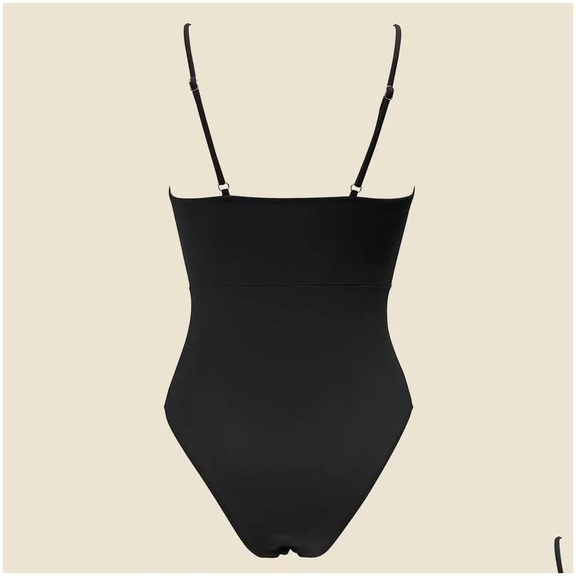 Women`S Swimwear Womens Mooslover Black Tropical Cross Wrap One Piece Swimsuit Drop Delivery Apparel Clothing Dhpyk