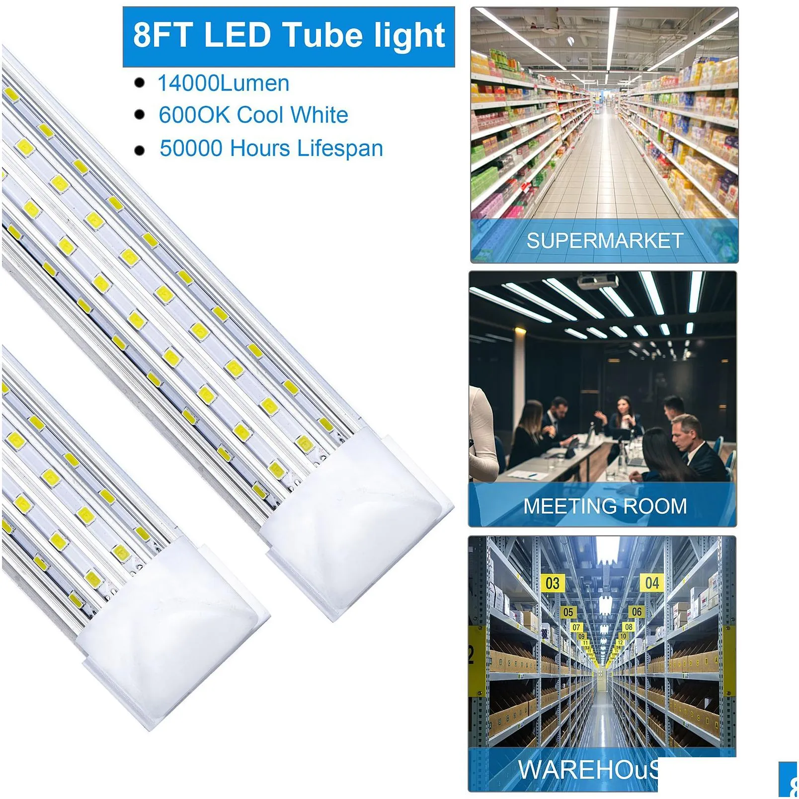 Led Tubes 20Pcs U-Shaped 2Ft 3Ft 4Ft 5Ft 6Ft 8Ft Cooler Door T8 Integrated 4 Sides Lights Fixture Stock In Usa Drop Delivery Lighting Dhudj