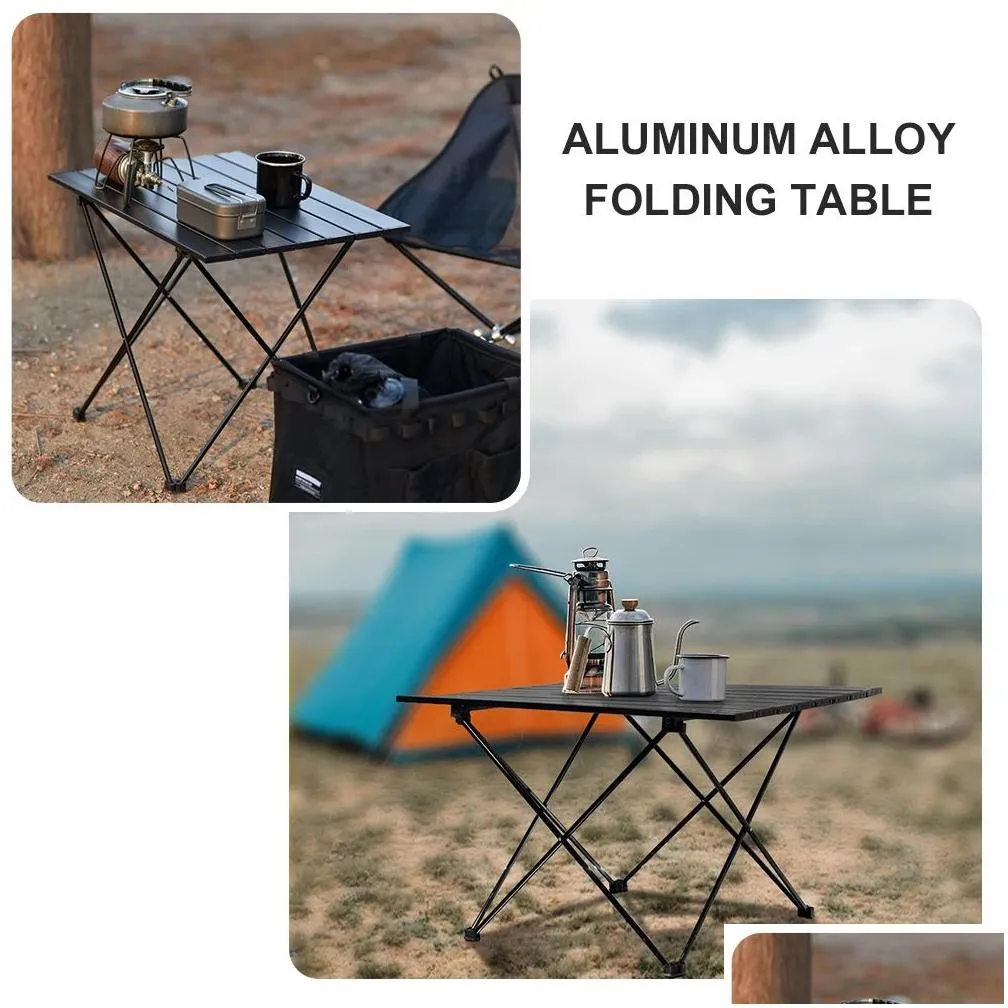 Furnishings Portable Camping Folding Table Outdoor Aluminium Alloy Furniture Travel Tables For Garden Party Picnic BBQ Camping