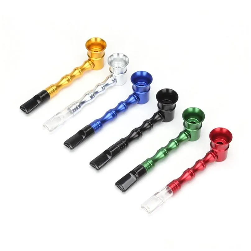 metal smoking pipe press spring straight pipe household smoking accessories 6 colors