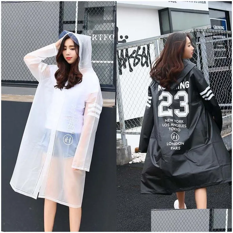 Women`S Raincoats Womens 3 Colors Mens Letters Jersey Style Coat Long Adt Male And Female Oxford Cloth Bicycle Electric Car Raincoat D Dhr9K