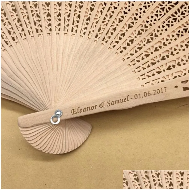 personalized wedding fans sandalwood folding hand fan gift customized logo