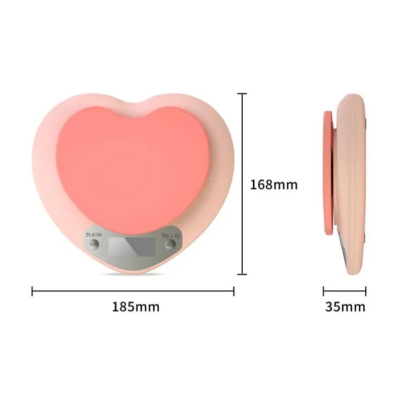wholesale pink heart mini electronic digital scales kitchen scale accurate gram weighing baking scale 2000g/0.1g