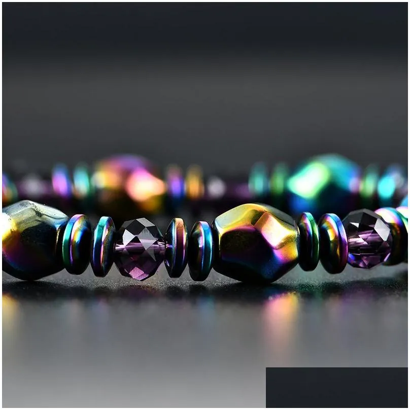 Beaded Colorf Bracelets Magnet Bracelet Women Hematite Health Rainbow Magnetic Bangle Charm For Uni Men Handmade Drop Delivery Jewelr Dhzjm