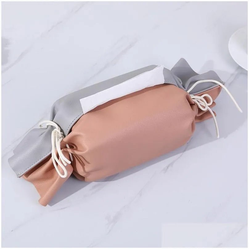 Storage Bags Light Luxury Tissue Box Ins Home Living Room Leather Paper Personalized Car Drop Delivery Garden Housekeeping Organizatio Dhju6