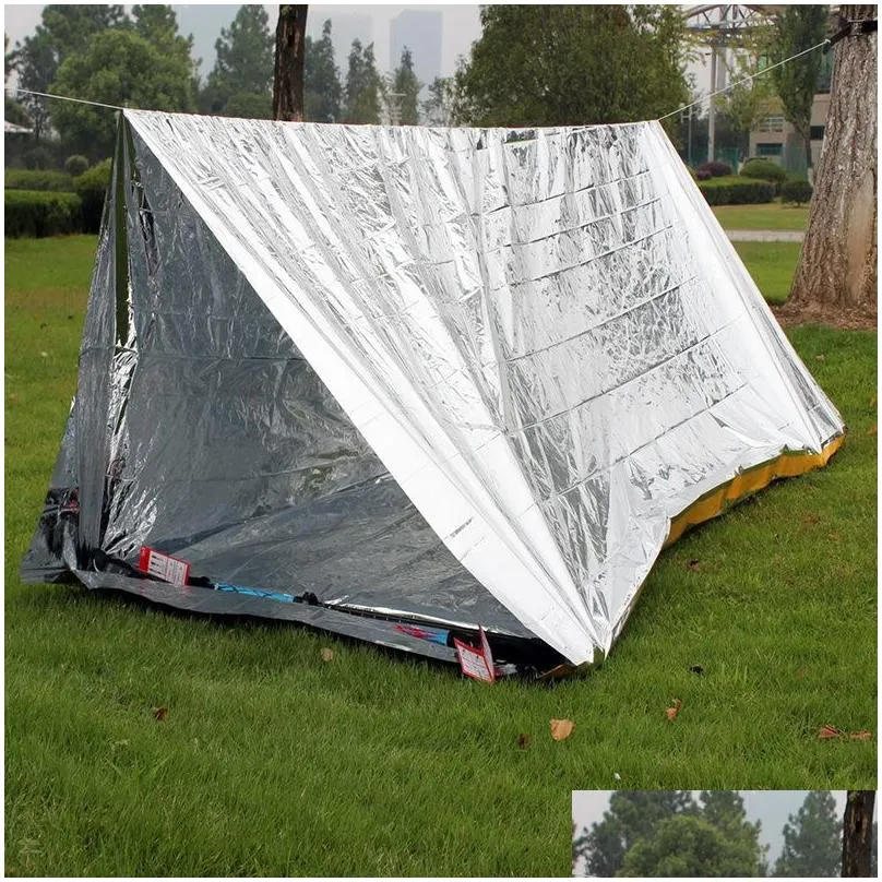 wholesale outdoor emergency tent party favor sun protection warm camping tent pe aluminium coating shelters tents camp hike pads