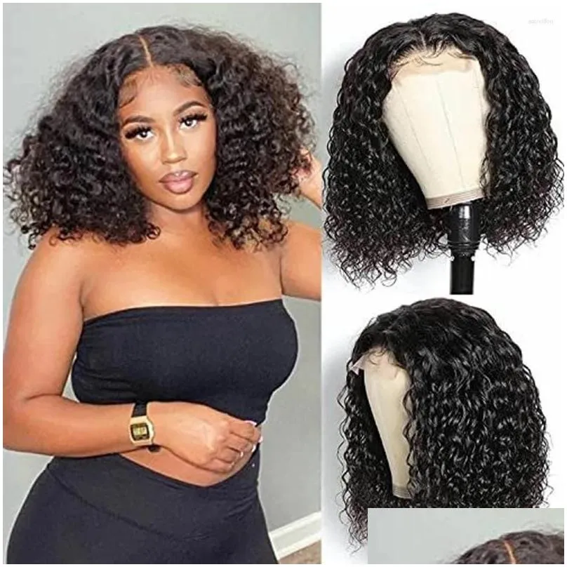 Bob Wig Curly Lace Front Human Hair Black Wet And Wavy Frontal Brazilian Water Wave Wigs Sale Clearance