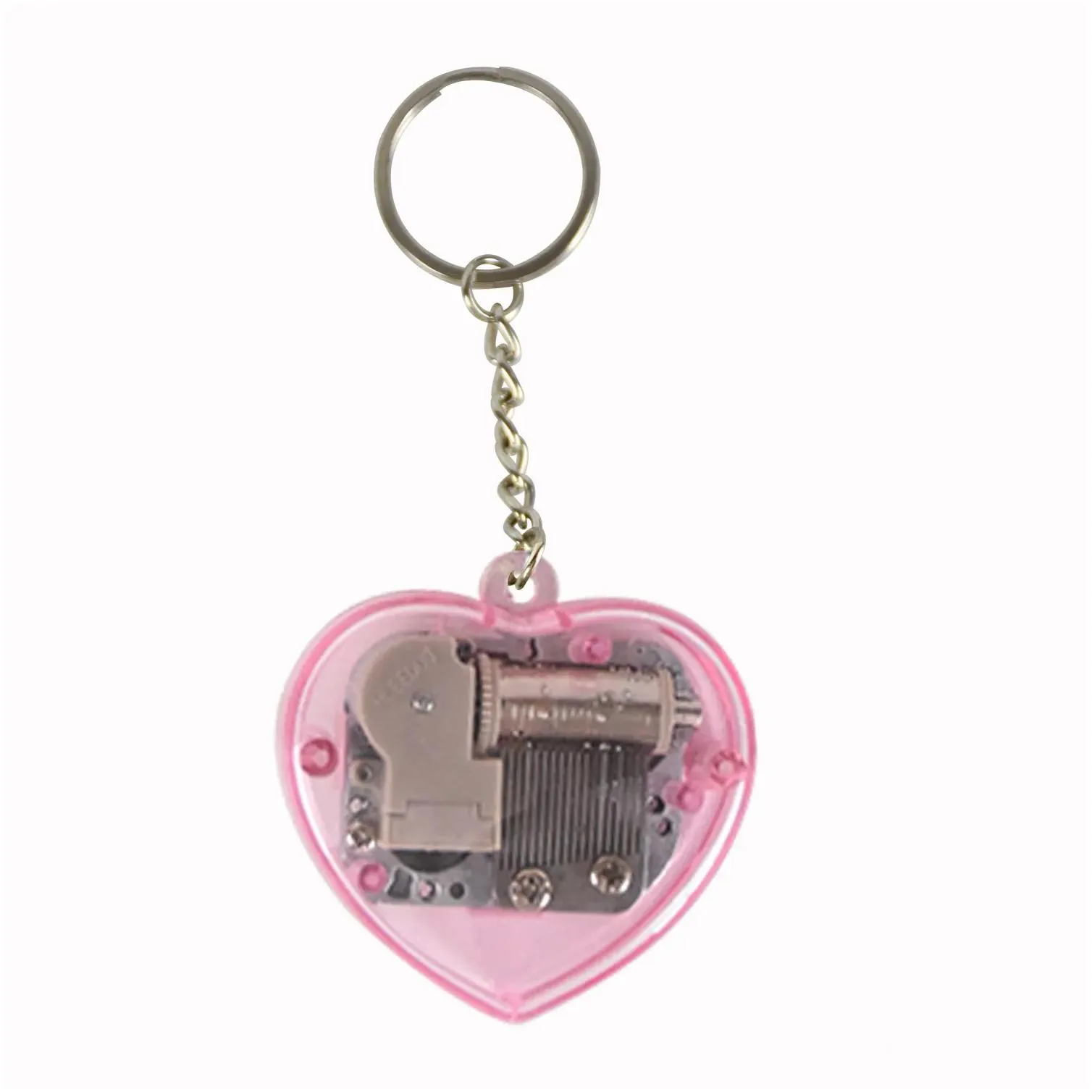 wholesale heart shape keychain musical box acrylic hand novelty items crank music box golden movement melody castle in the sky