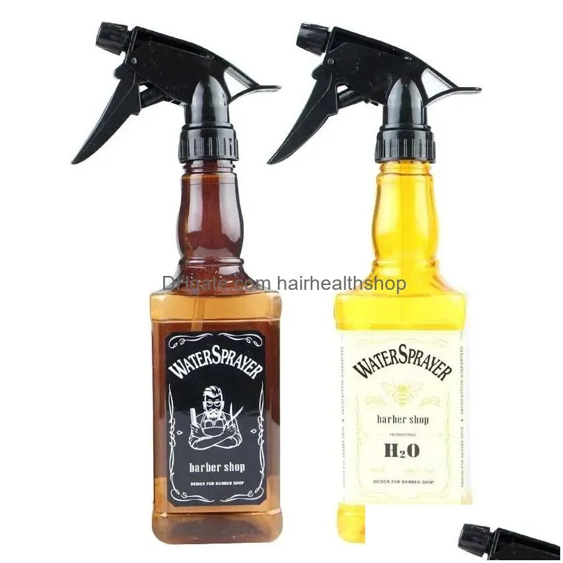 Hair Tools 4 Colors 500Ml Hairdressing Spray Bottle Retro Whiskey Oil Head Watering Can Water Sprayer Professional Salon Barber Tool D Dhdhr