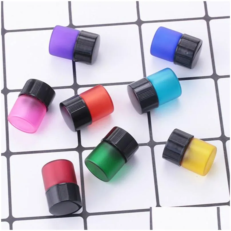 wholesale 1ml color frosted glass bottles essential oil bottle travel portable empty cosmetic bottle