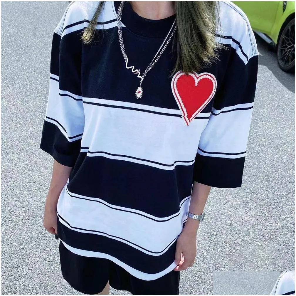 Men`S T-Shirts Mens Designer T Shirt Women Tshirts Striped Loose Short Sleeve T-Shirt Couple Tee Drop Delivery Apparel Clothing Tees P Dh5It