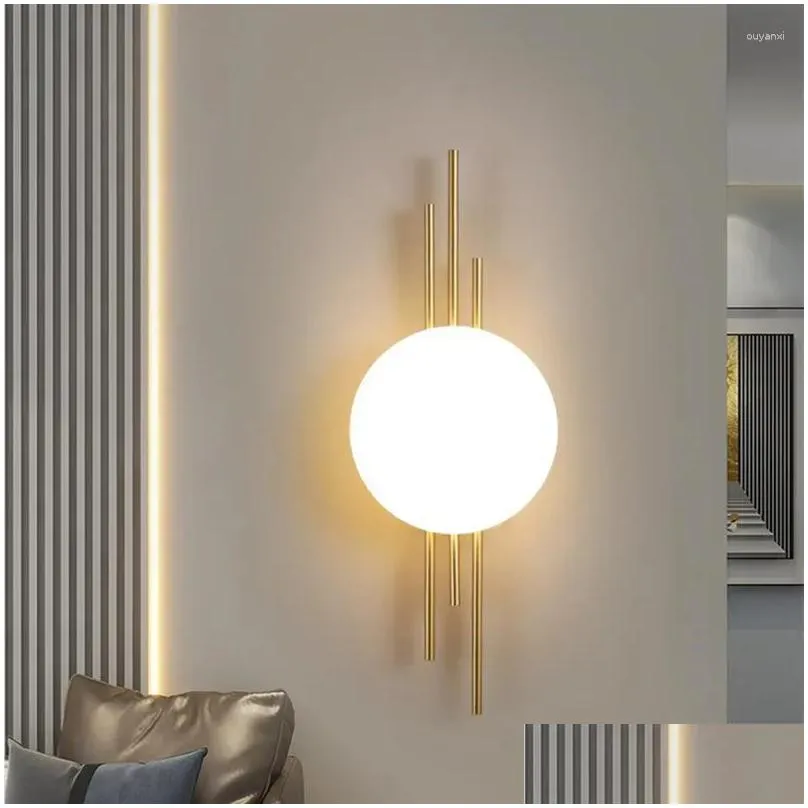 Wall Lamps Bedside Lamp Light Luxury Modern Minimalist Corridor Staircase Hallway Chinese Bedroom Background Drop Delivery Dh0Om