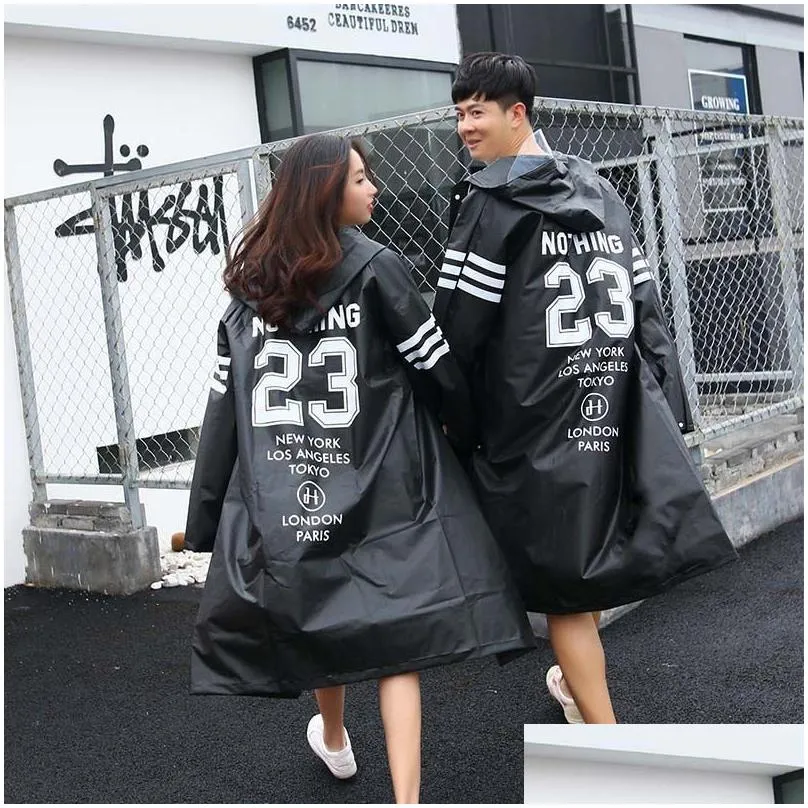 Women`S Raincoats Womens 3 Colors Mens Letters Jersey Style Coat Long Adt Male And Female Oxford Cloth Bicycle Electric Car Raincoat D Dhr9K