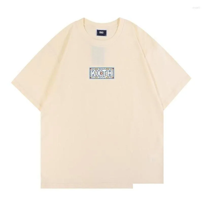 Men`S T-Shirts Mens T Shirts Designer Shirt Cotton Tees Short Sleeve Outdoor O-Neck Tile Box Print Top Drop Delivery Apparel Clothing Dhe79