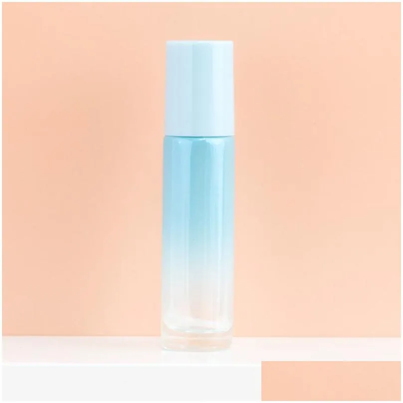 wholesale 10ml gradient  oil bottle glass roll on perfume crystal roller ball bottles packaging bottles